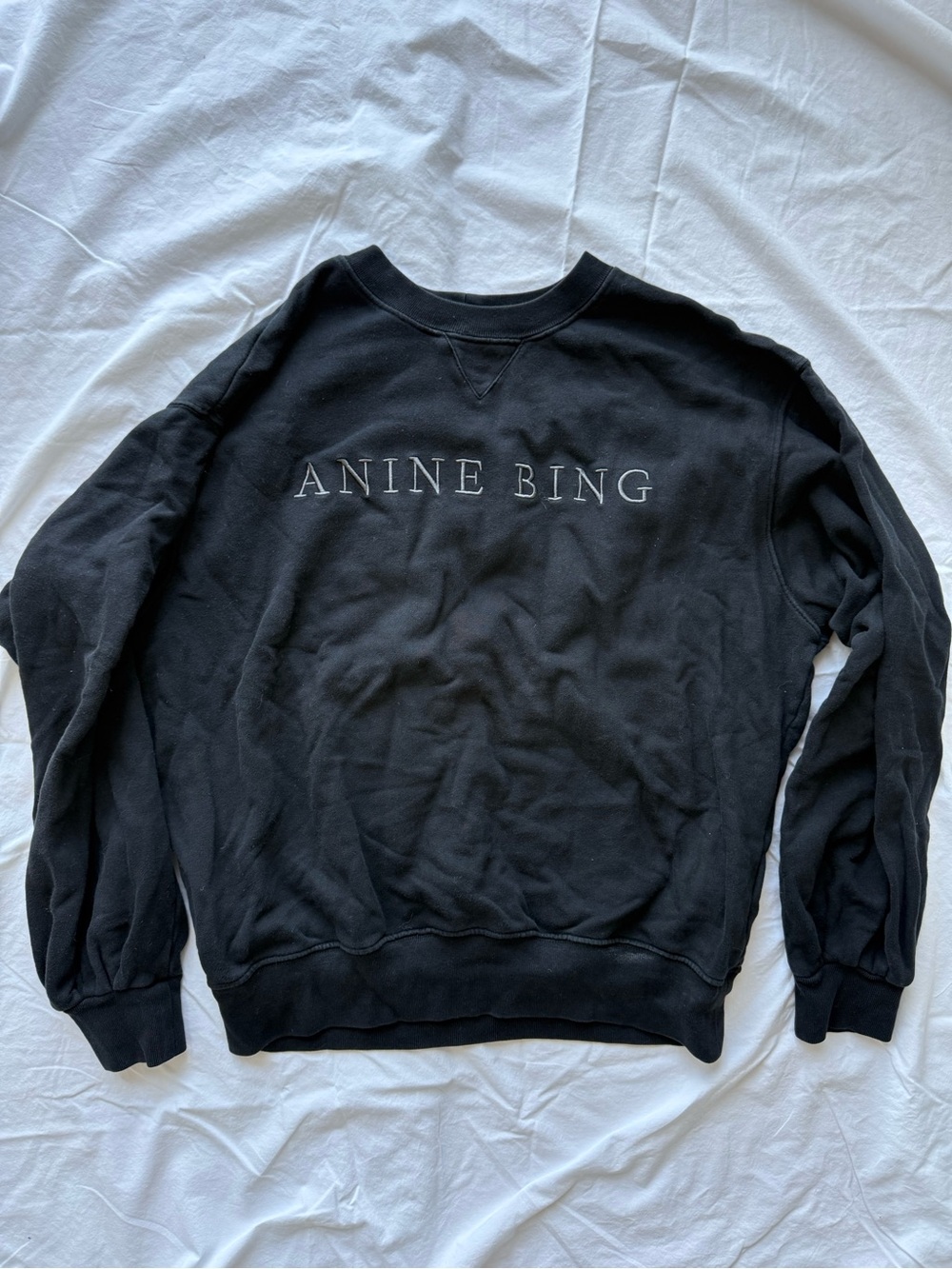 Anine Bing Black Embroidered Logo Sweatshirt | Size M